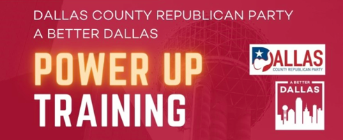 Power-up flyer with logos for A Better Dallas and DCRP