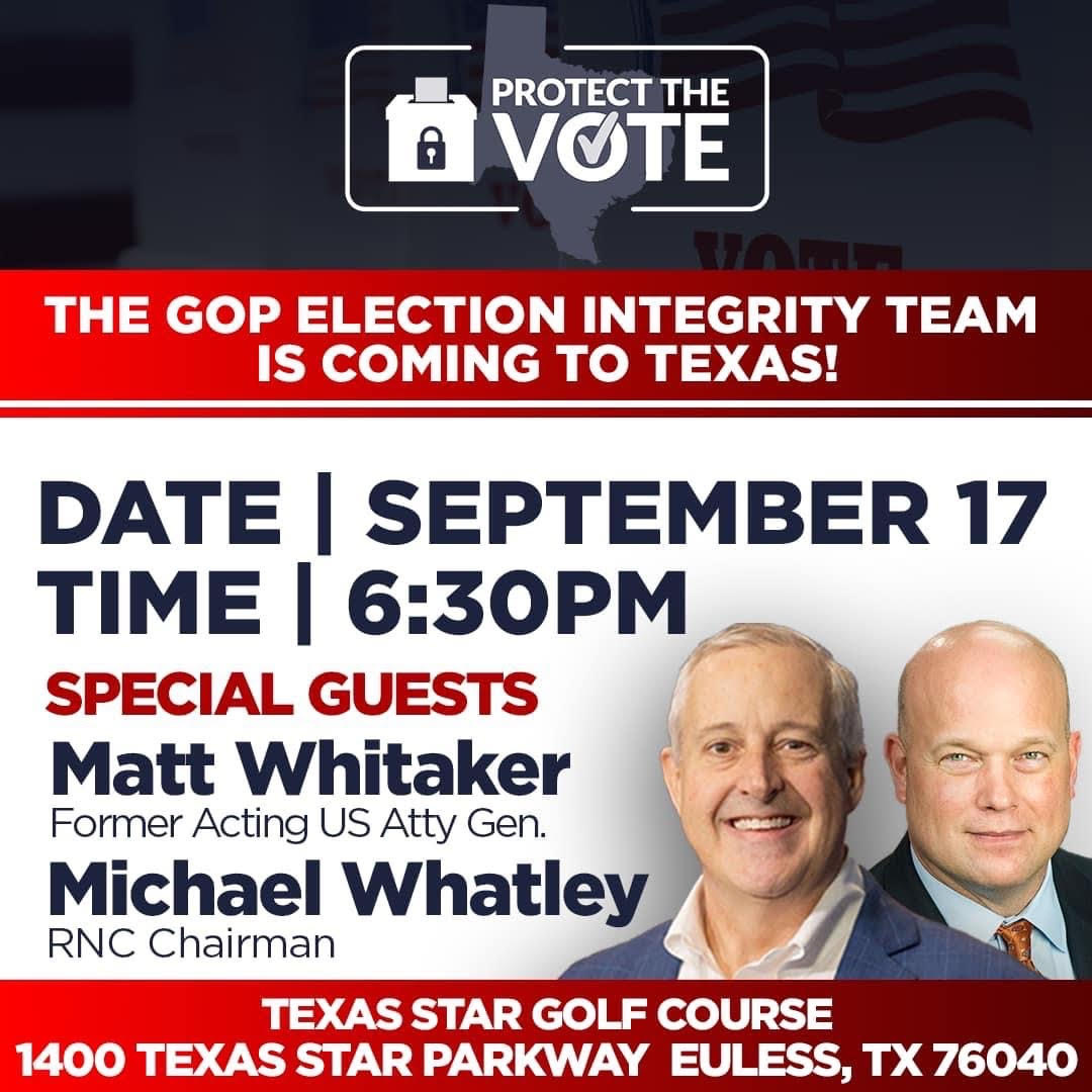 Graphic Image: Protect The Vote Tour - at Dallas County Republic Party office, 6:30 PM, September 17