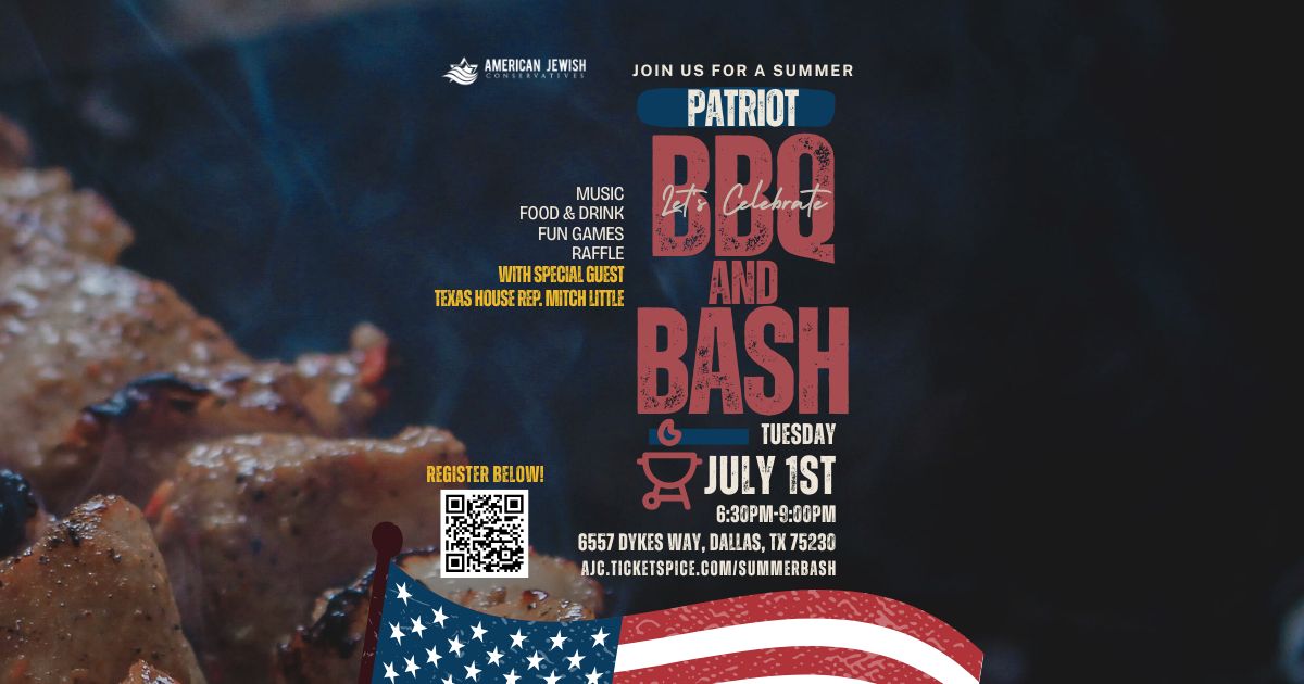 Patriotic Flyer Image - Join us on Tuesday, July 1st @ 6:30PM for a fun and patriotic BBQ and Bash with Texas House Representative Mitch Little!